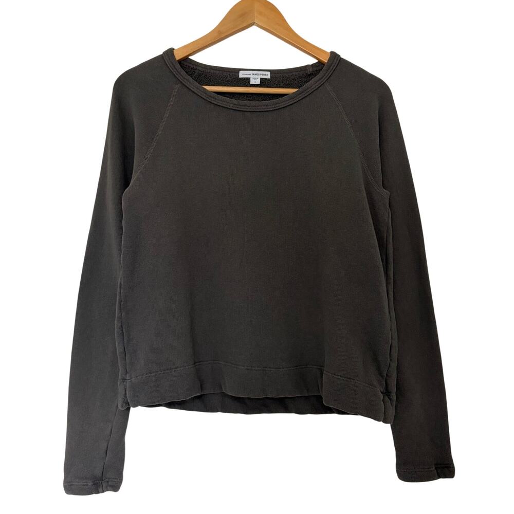 James Perse Womens Long Sleeve Sweatshirt Gray Size 2/M Cotton Linen Blend